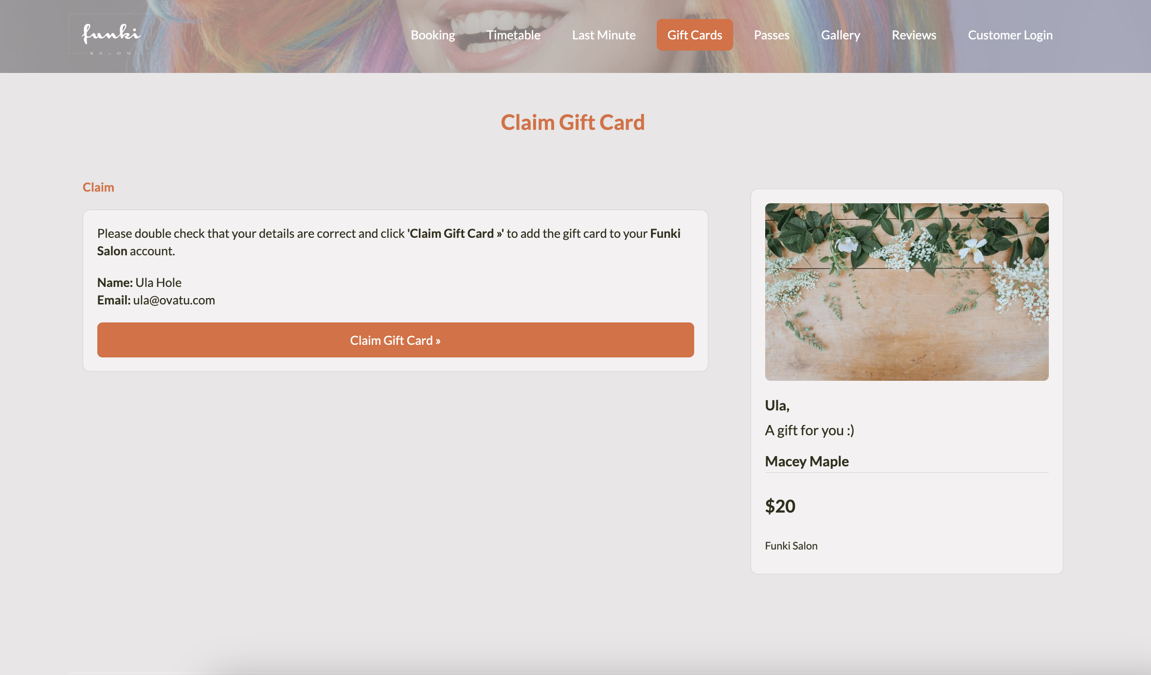 Claiming a gift card Ovatu Help Guides