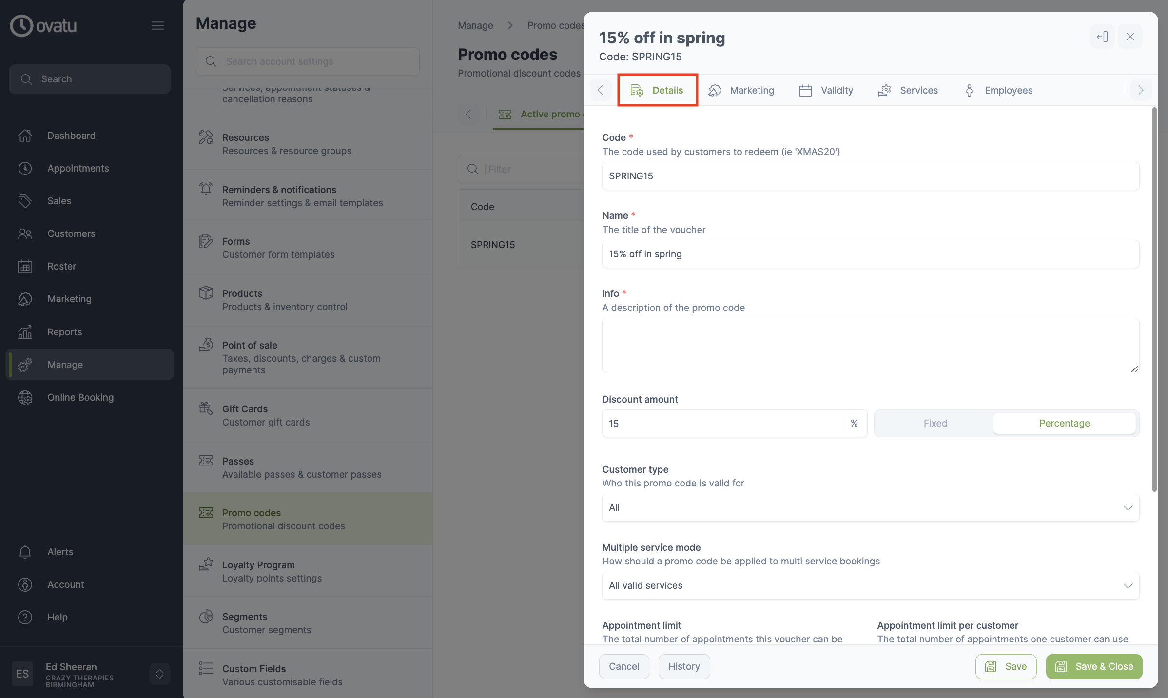 Creating a promo code - Ovatu Help Guides